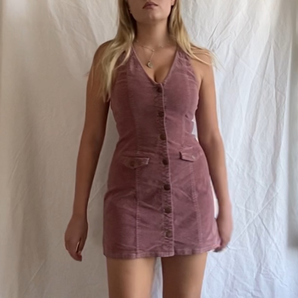 70s pink corduroy dress